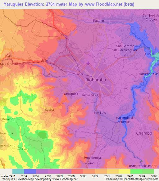 Yaruquies,Ecuador Elevation Map