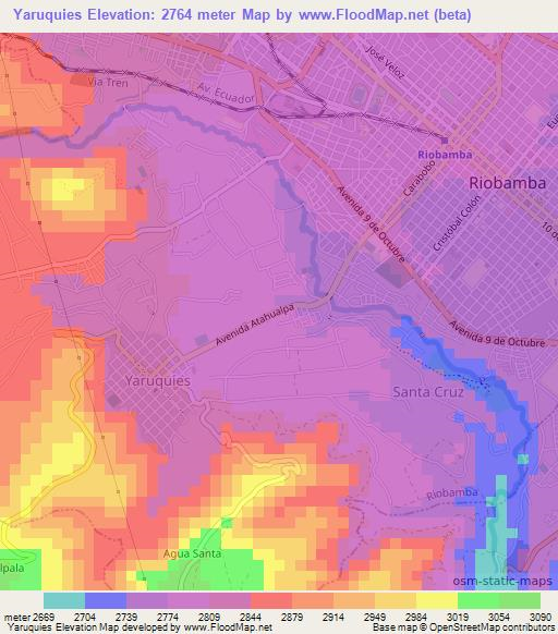 Yaruquies,Ecuador Elevation Map