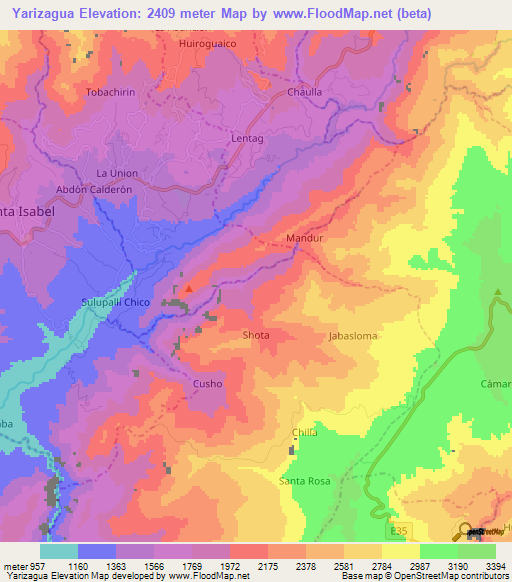 Yarizagua,Ecuador Elevation Map