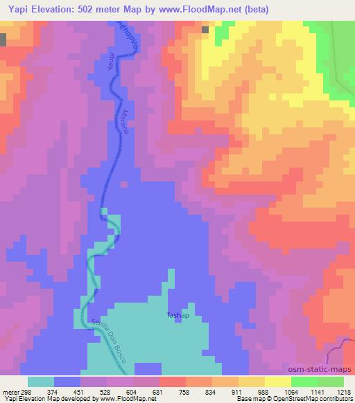 Yapi,Ecuador Elevation Map