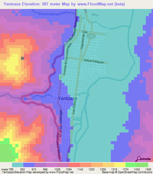 Yantzaza,Ecuador Elevation Map