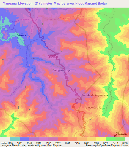 Yangana,Ecuador Elevation Map