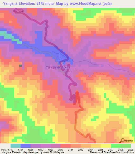 Yangana,Ecuador Elevation Map