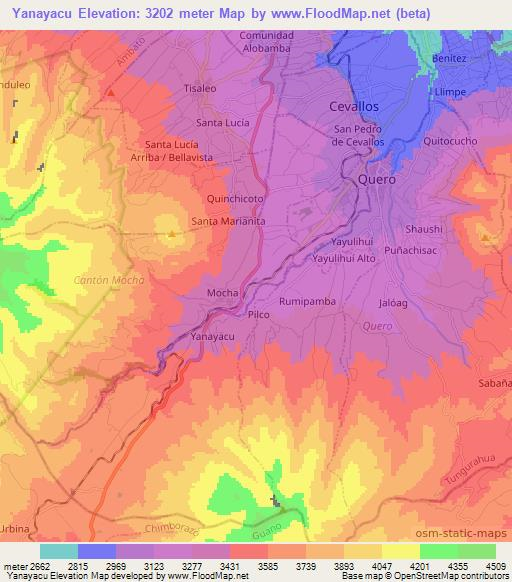 Yanayacu,Ecuador Elevation Map