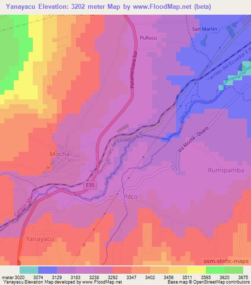 Yanayacu,Ecuador Elevation Map