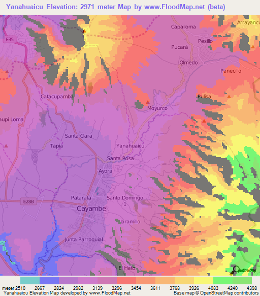 Yanahuaicu,Ecuador Elevation Map