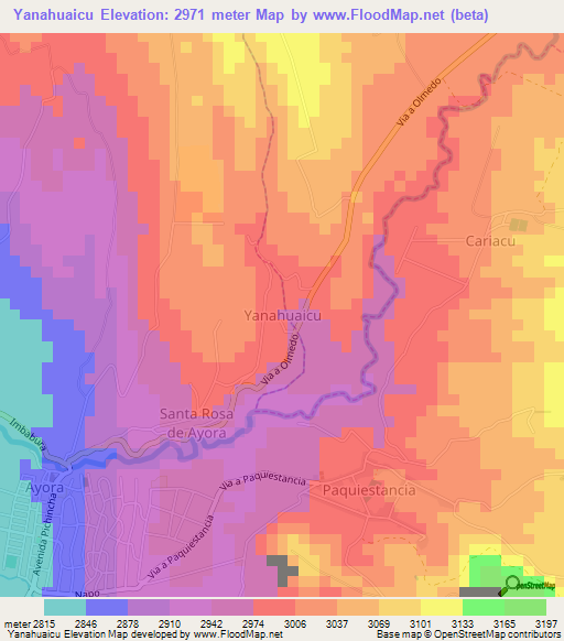 Yanahuaicu,Ecuador Elevation Map