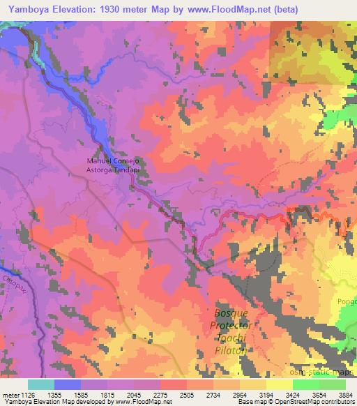 Yamboya,Ecuador Elevation Map