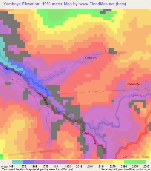 Yamboya,Ecuador Elevation Map