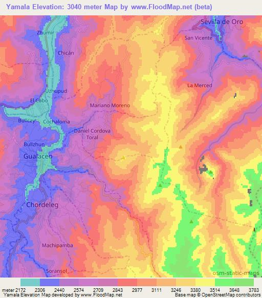 Yamala,Ecuador Elevation Map