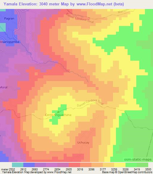 Yamala,Ecuador Elevation Map