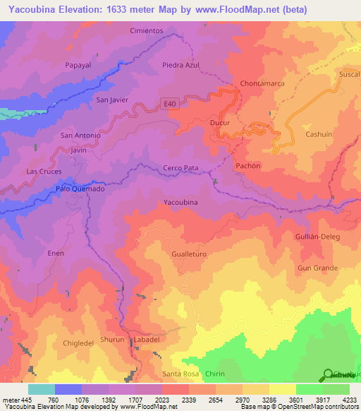 Yacoubina,Ecuador Elevation Map