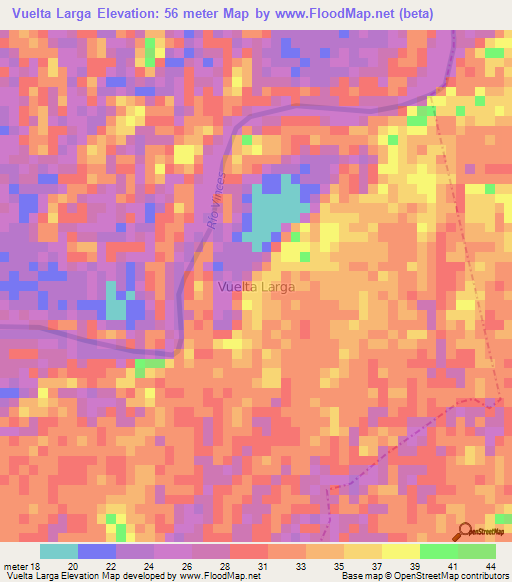 Vuelta Larga,Ecuador Elevation Map