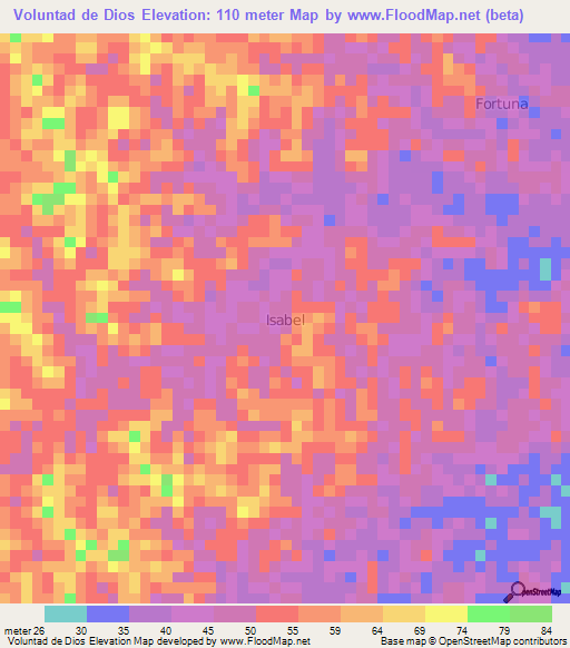 Voluntad de Dios,Ecuador Elevation Map