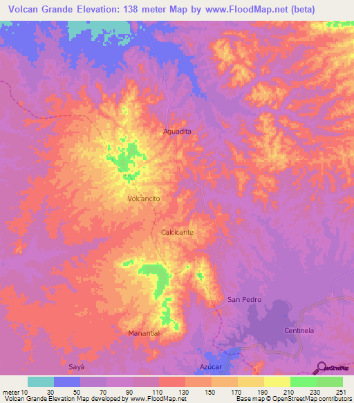 Volcan Grande,Ecuador Elevation Map