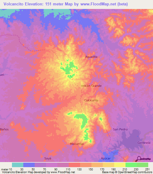 Volcancito,Ecuador Elevation Map