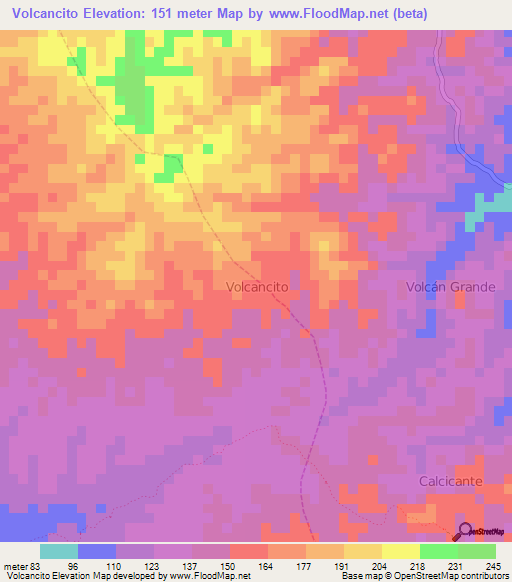 Volcancito,Ecuador Elevation Map