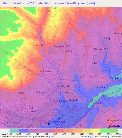 Vivin,Ecuador Elevation Map