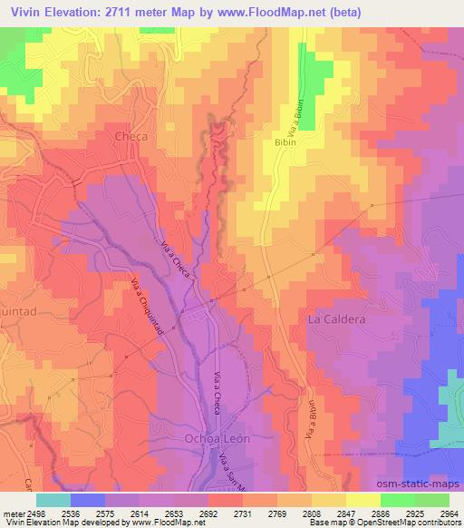 Vivin,Ecuador Elevation Map