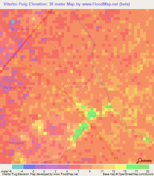 Viterbo Puig,Ecuador Elevation Map