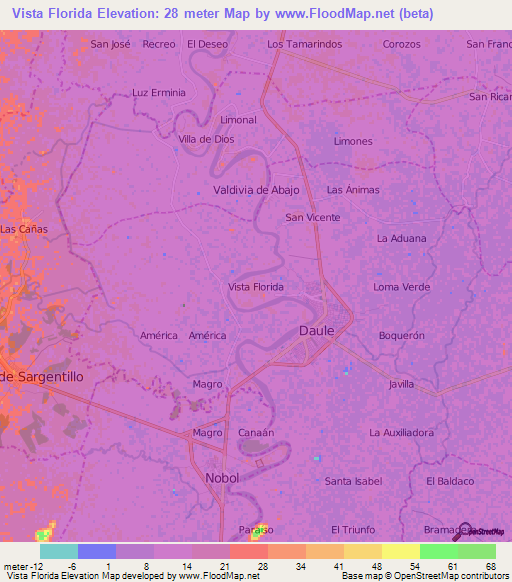 Vista Florida,Ecuador Elevation Map