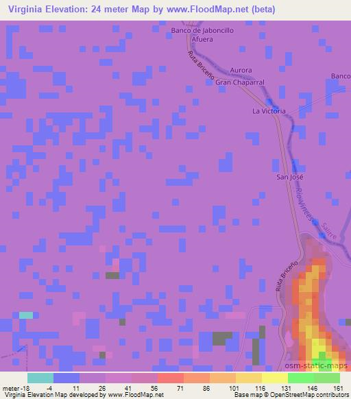 Virginia,Ecuador Elevation Map