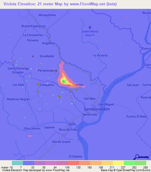 Violeta,Ecuador Elevation Map