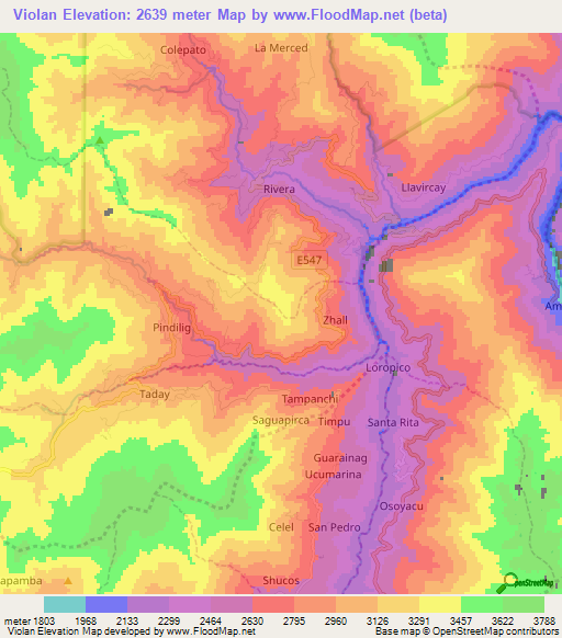 Violan,Ecuador Elevation Map