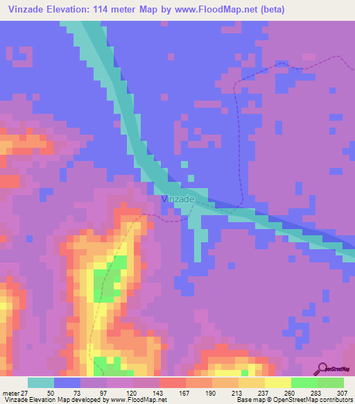 Vinzade,Ecuador Elevation Map