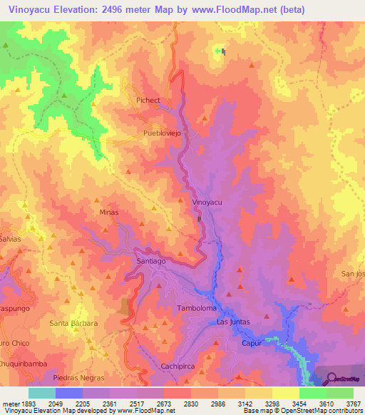 Vinoyacu,Ecuador Elevation Map