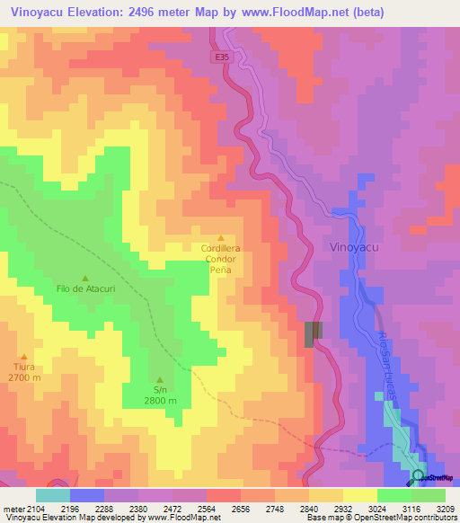 Vinoyacu,Ecuador Elevation Map