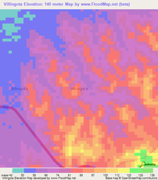 Villingota,Ecuador Elevation Map