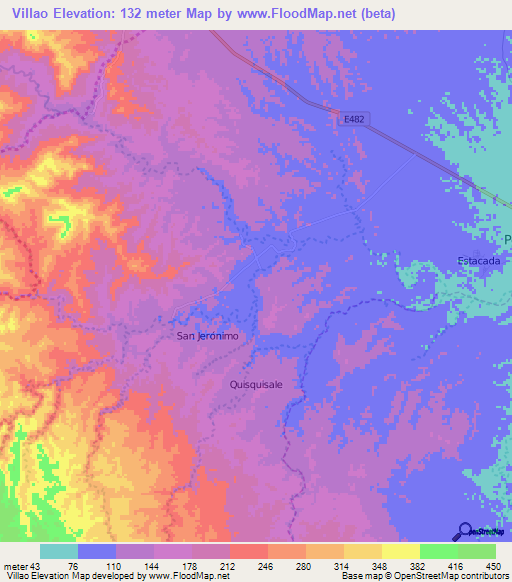 Villao,Ecuador Elevation Map