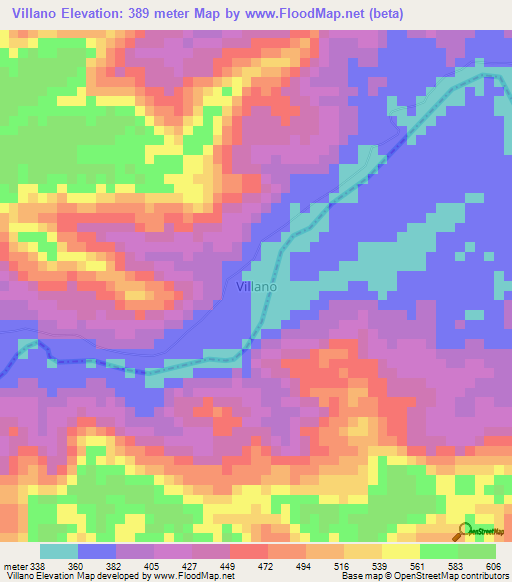 Villano,Ecuador Elevation Map