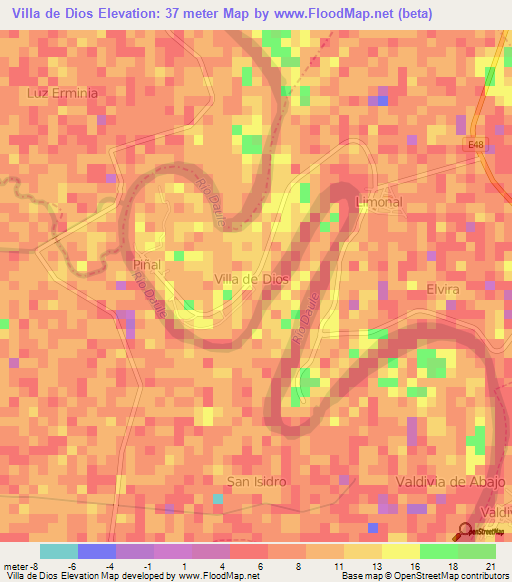 Villa de Dios,Ecuador Elevation Map