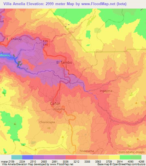 Villa Amelia,Ecuador Elevation Map