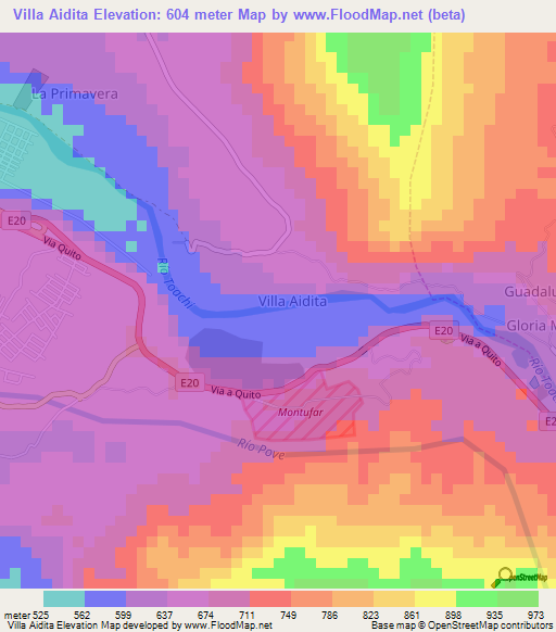 Villa Aidita,Ecuador Elevation Map