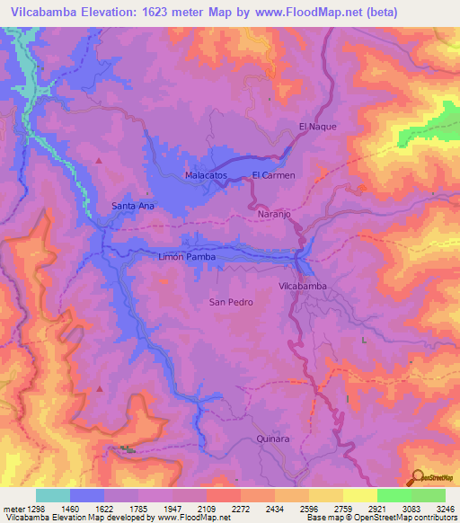 Vilcabamba,Ecuador Elevation Map