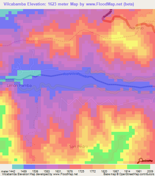 Vilcabamba,Ecuador Elevation Map