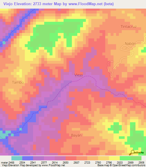 Viejo,Ecuador Elevation Map