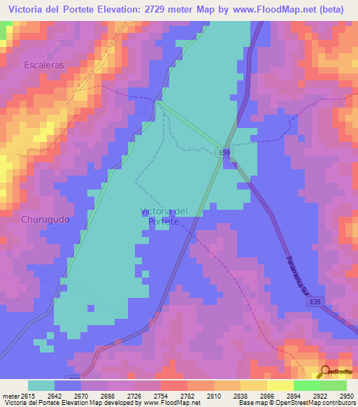 Victoria del Portete,Ecuador Elevation Map