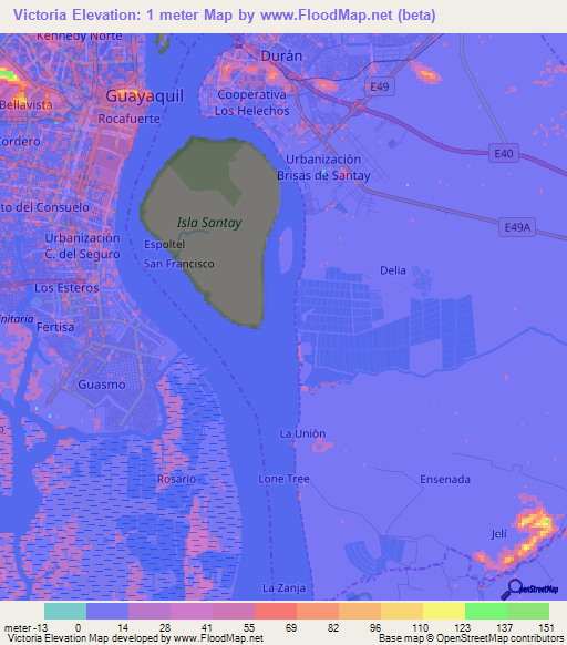 Victoria,Ecuador Elevation Map