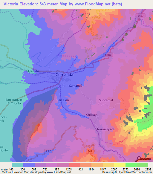 Victoria,Ecuador Elevation Map