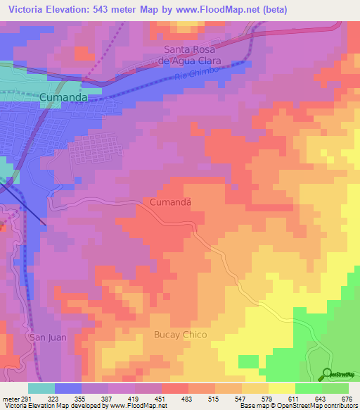 Victoria,Ecuador Elevation Map