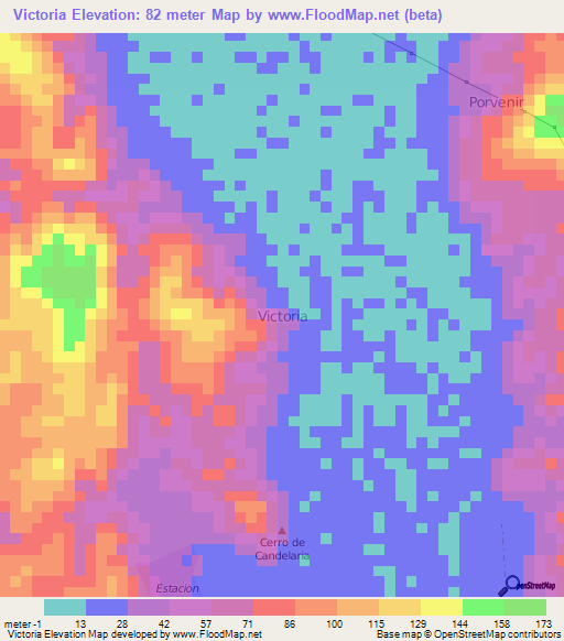 Victoria,Ecuador Elevation Map