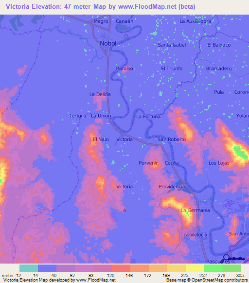 Victoria,Ecuador Elevation Map