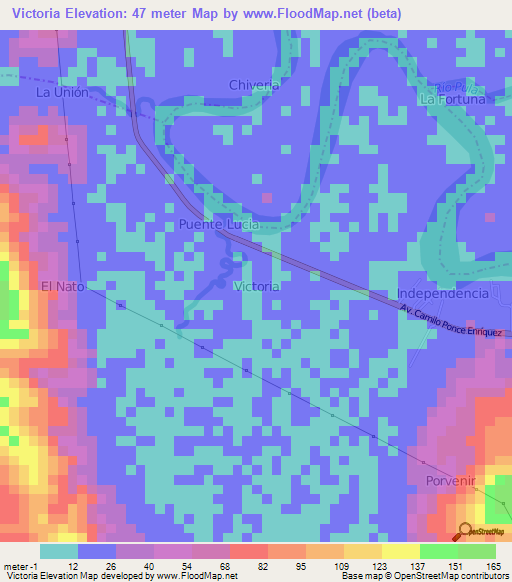 Victoria,Ecuador Elevation Map