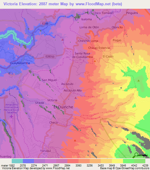 Victoria,Ecuador Elevation Map