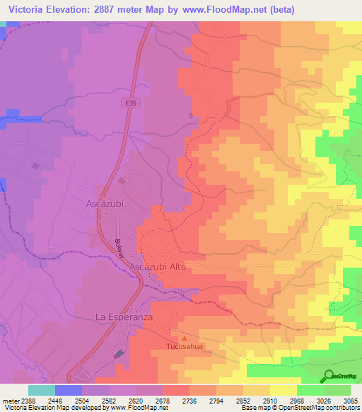 Victoria,Ecuador Elevation Map