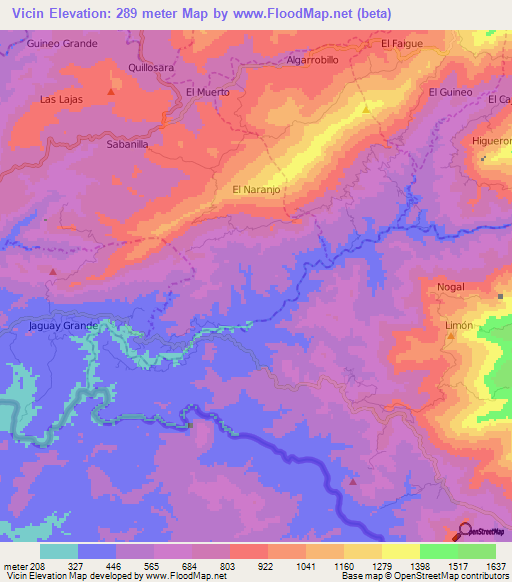 Vicin,Ecuador Elevation Map